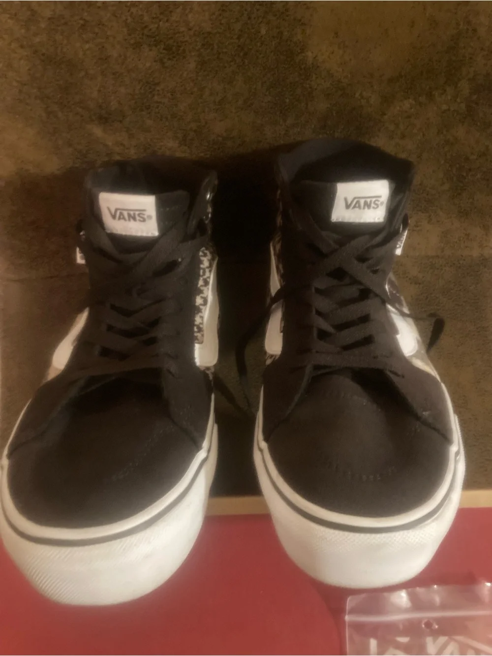 Vans Filmore Hi Platform Brown White High-Top Sneakers Houndstooth and Plaid